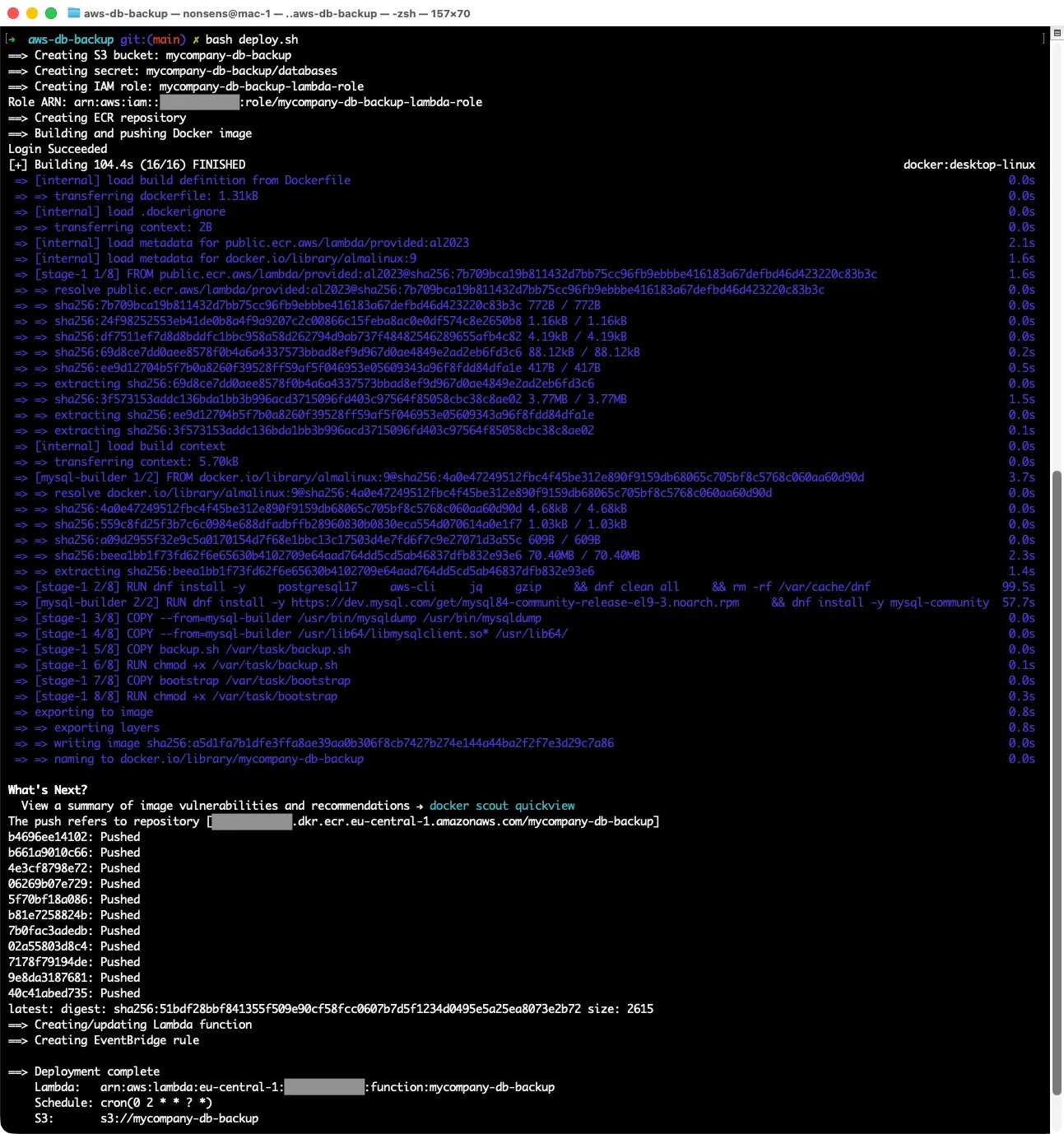 AWS Lambda backup deploy script